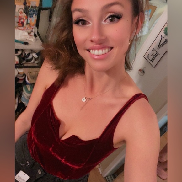 Tops - Elegant Velvet Burgundy Body Suit